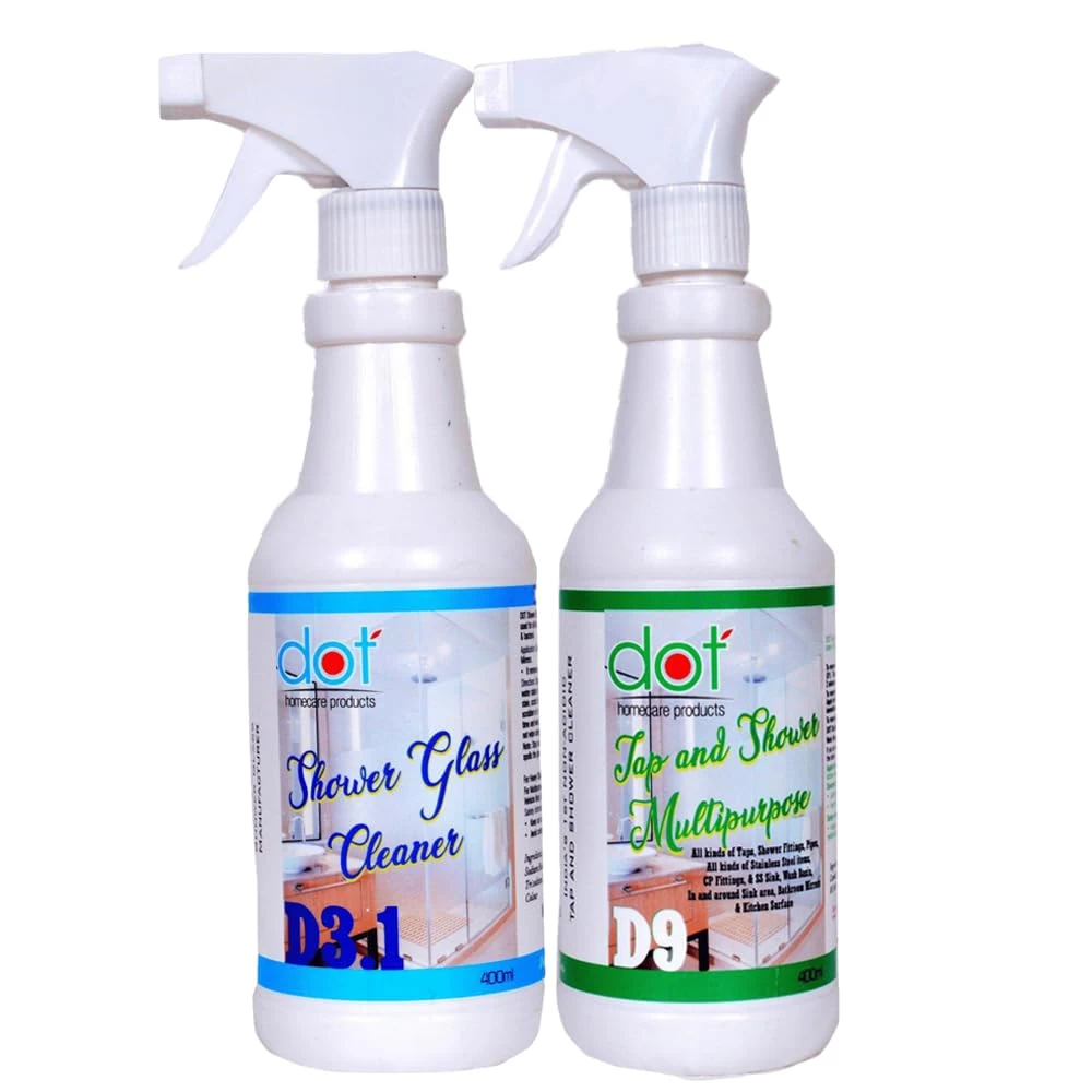 DOT Shower Glass Cleaner, Tap and Shower, Mirror, Kitchen Surface, Multipurpose Cleaner 400ml each (Combo Pack)