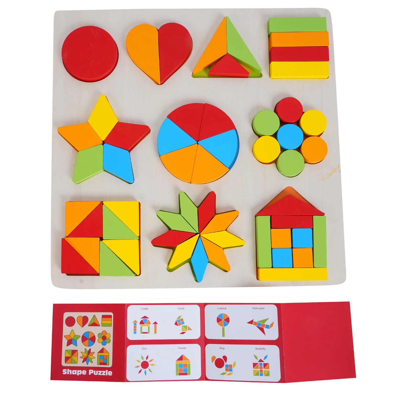 Wooden Colourful Shapes Puzzles for Toddlers & Preschoolers - Educational Learning Toys - Develops Fine Motor Skills, Hand-Eye Coordination, Shape Recognition - Early Learning Toys for Kids