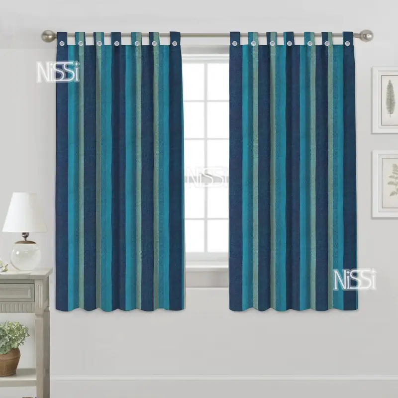 NISSI Cotton window Curtain || Size: 4 X 55 Feet || Pack of 2(Washable), Striped, Tab Top