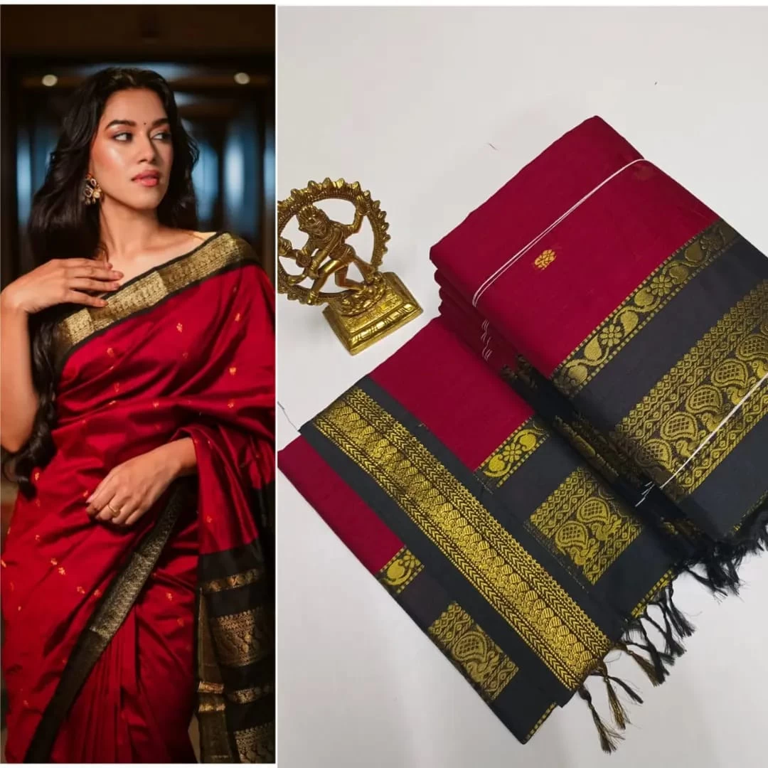 Exquisite Kalyani Cotton Saree with Silk Embellishments