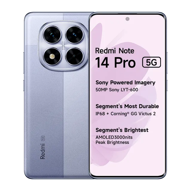 Redmi Note 14 Pro 5G Smartphone - 8GB RAM, 128GB Storage, Phantom Purple - 5G Enabled