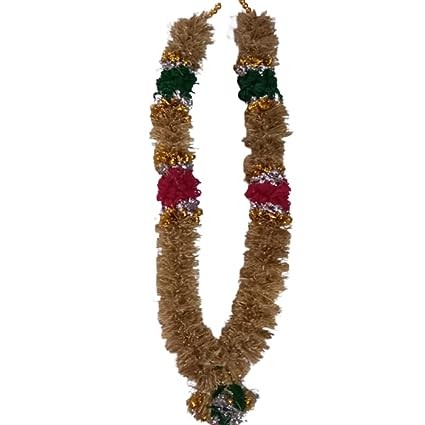 NAGARI Vetiver Andal Malai 3 feet (Pink& Green, Silver & Gold jari Decorative)
