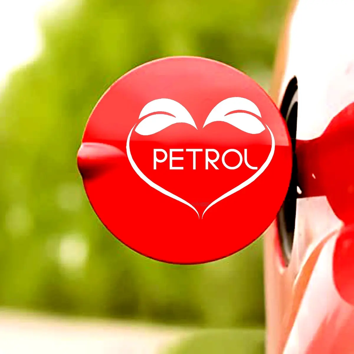 indnone® Love Leaf Petrol Sticker Logo for Car Stylish Fuel Lid | Color White Standard Size