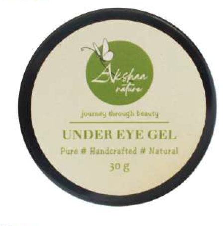 Akshaa Natural Under Eye Gel Cream for Lightens Dark Circles | Puffiness | Reduce Fine Lines, Wrinkles | Frankincense Oil | Handcrafted – 30gm