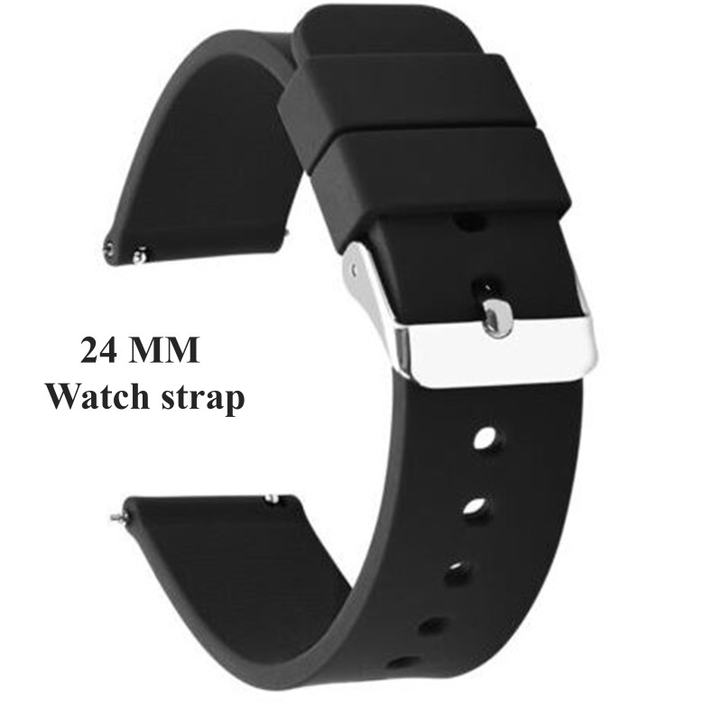 SKARSH Soft Silicone 24mm Watch Band, Quick Release Watch Strap with Stainless Steel Buckle