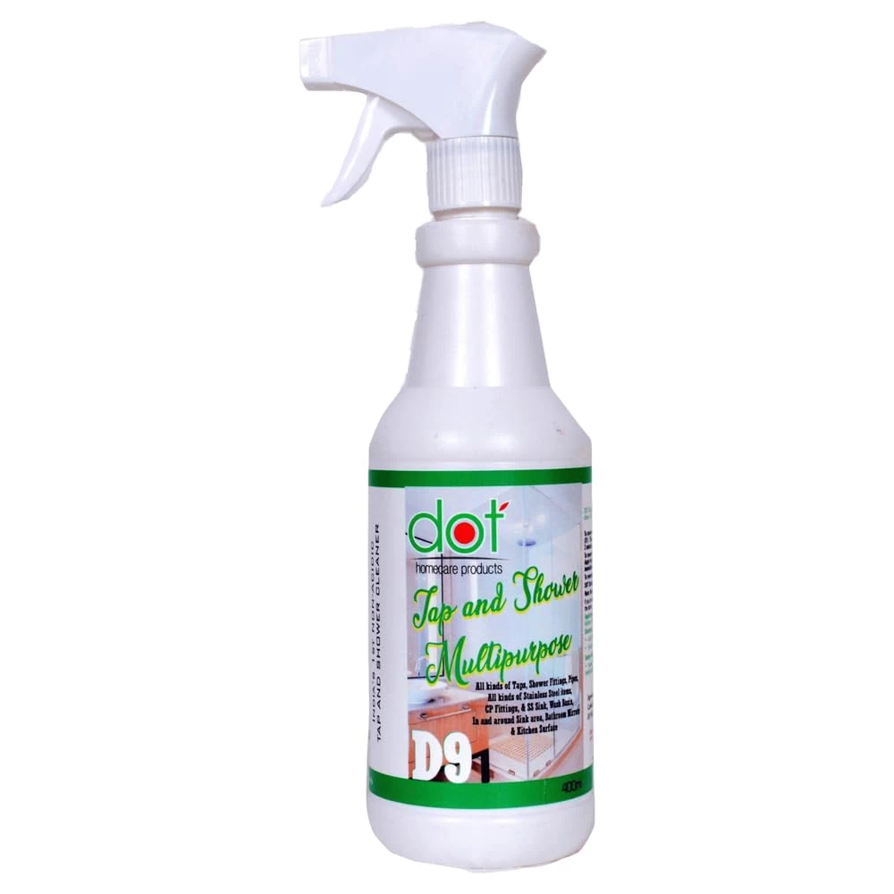 DOT Tap, Shower, Kitchen Surface, Mirror, Multipurpose Cleaner 400ml | 0% HCL acid, Enamel Friendly For Branded & Elite Fittings, SS Sink For White Patches - INSECT REPELLENT - ESSENTIAL Oil