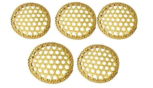 Asha Groups Natural Palm Leaf Idiyappam Plate/String Hopper Plate (6" Diameter Pack of 5)