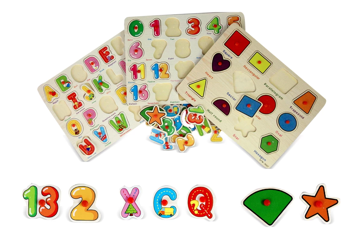 Wooden puzzle Toy 3D Alphabet, Number & Shape Puzzles | ABCD Toys for Kids | Toddler Activity Toys | Alphabets for Kids Learning | Brain Games for Kids 3 - 5 Years | Learning Toys for 2 Year Old