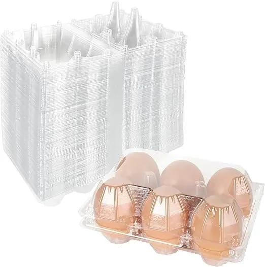 Clear Transparent Disposable Tray for 6 Eggs | Egg Holder | Egg Cartons - 2 * 3 Style (Pack of 30)