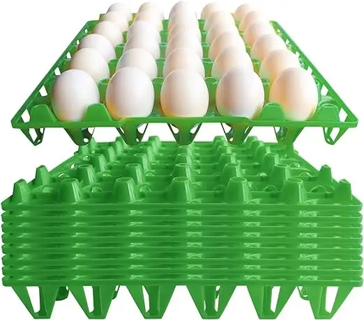 (Pack Of 10_Green) Poultry Plastic Egg trays for Storage 30 holes