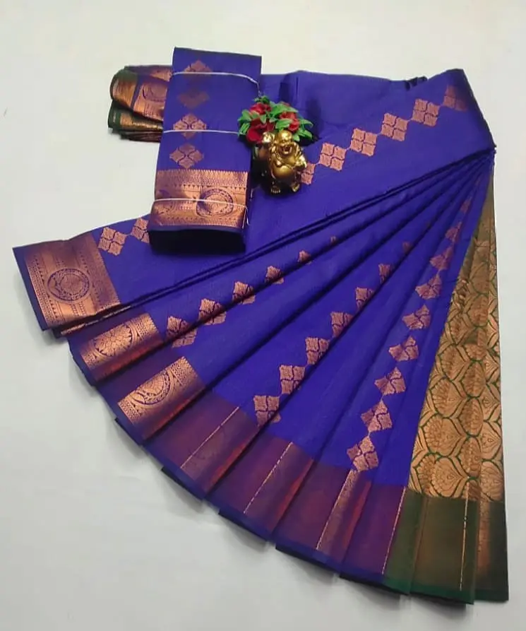 KANCHIPURAM ELEGANT WEDDING SAREES WITH BLOUSE PIECE