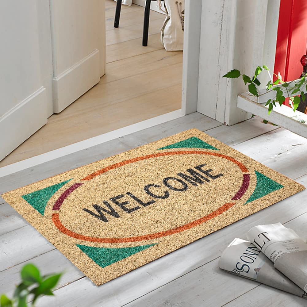 Elite Green PVC Welcome Coir Door Mat | 75x45 cm | Rectangular Shape