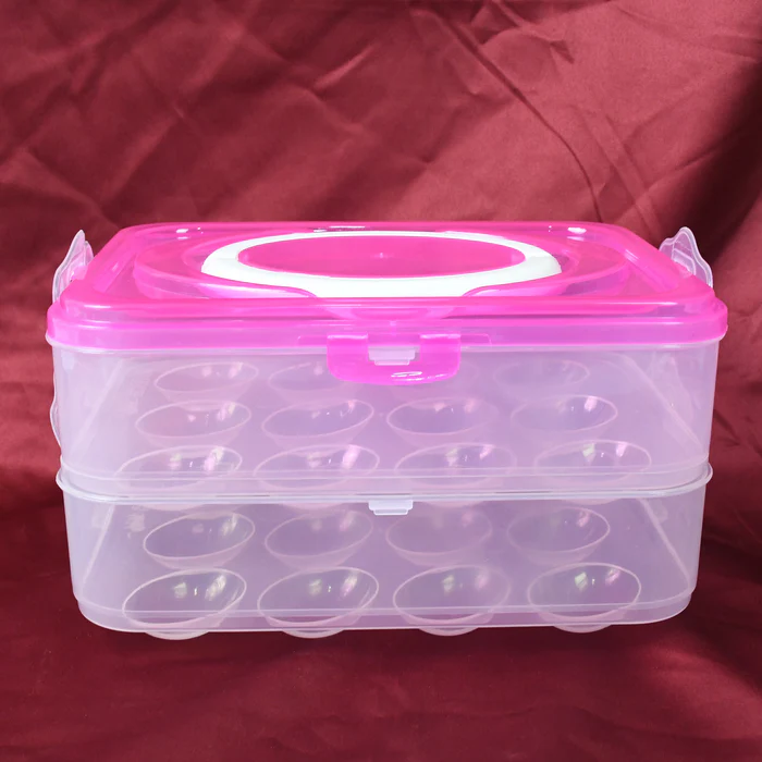 Double Layer 24 Grid Egg Storage Box - Durable & Space-saving