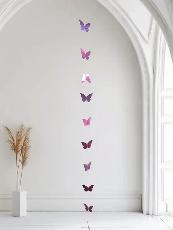 AREMBI-3D Butterfy String Decoration -Paper Party Garland -Home Decor for Baby Shower, Birthday,Wedding -Home Functions -Wall Hanging Decoration -6 ft Pack of 1