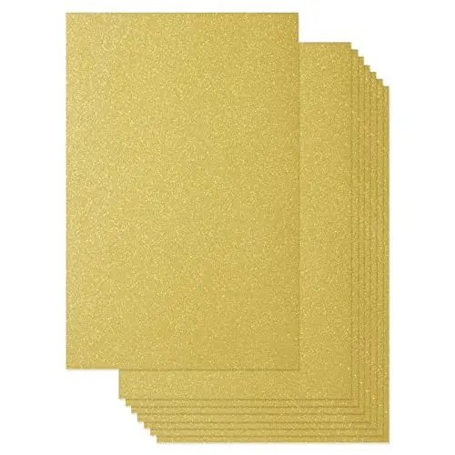 Inkstaprint - A4+ (9inches X 12inches) Double side Gold Glitter Cardstock for DIY Craft, Party Decorations, Scrap Book, Visiting Cards, Laser Printable - 300GSM Thick (Pack of 50Pcs)