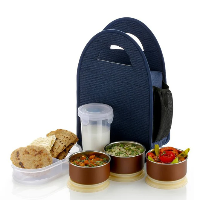 5-piece Black Steel Lunch Box Set - Durable & Stylish