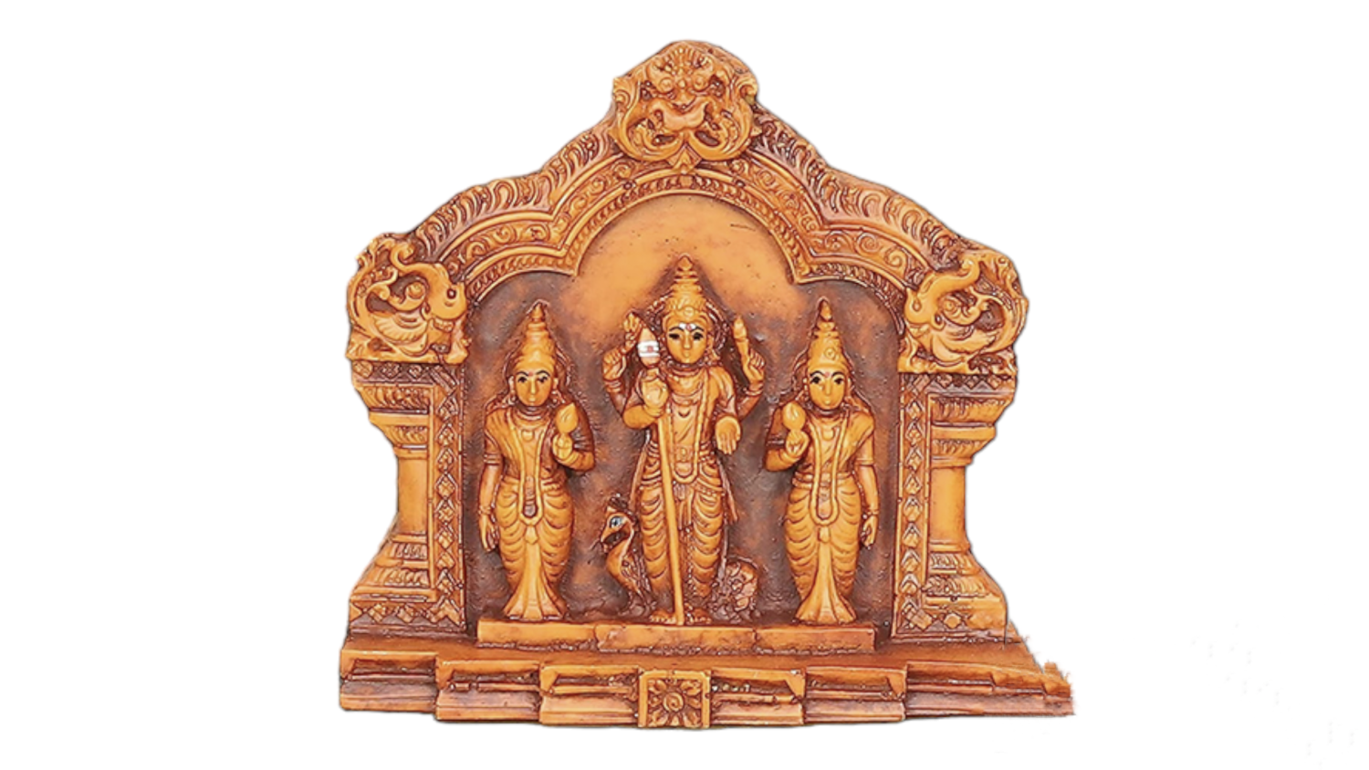 Murugan Valli Devayani wooden style polymorble Statue