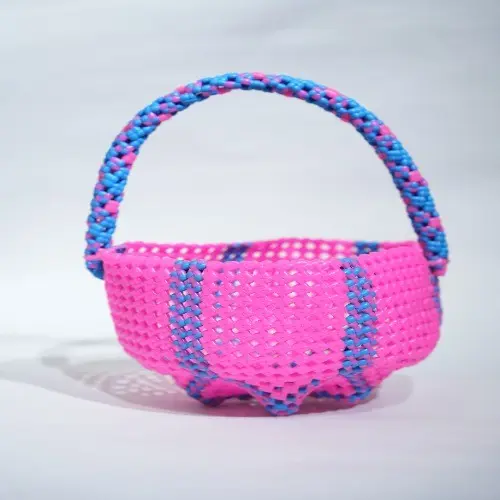 Plastic Design Wire Basket Bag for Temple | Pooja Koodai | Temple Basket with Handle