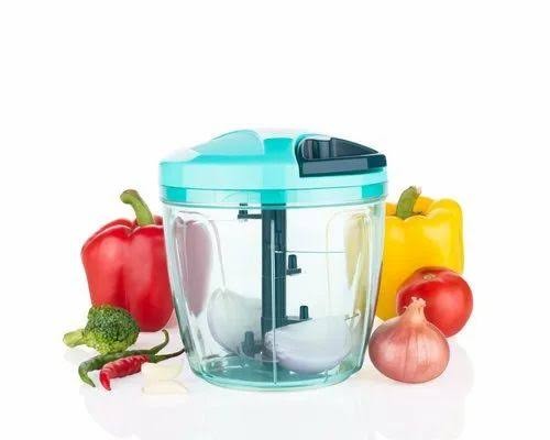 EcShopZ Handy Vegetables and Fruits Dori Chopper 900 ml with 5 Stain Less Steel Blades for Effort Less Chopping and Compact Design Make Smart Kitchen Using Manual with Food Grade Plastic(Pack of 1)