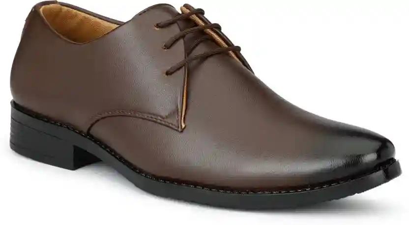 WUGO Latest Trendy Men Formal Shoes | Brown Derby Shoes | Office Shoes For Men's & Boys - Brown Faux Leather