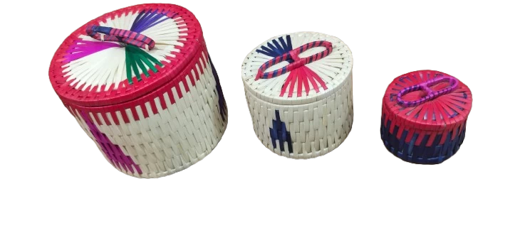 Handmade Storage Box - Palm Leaf Round Shape Basket | Stylish & Eco-Friendly Basket