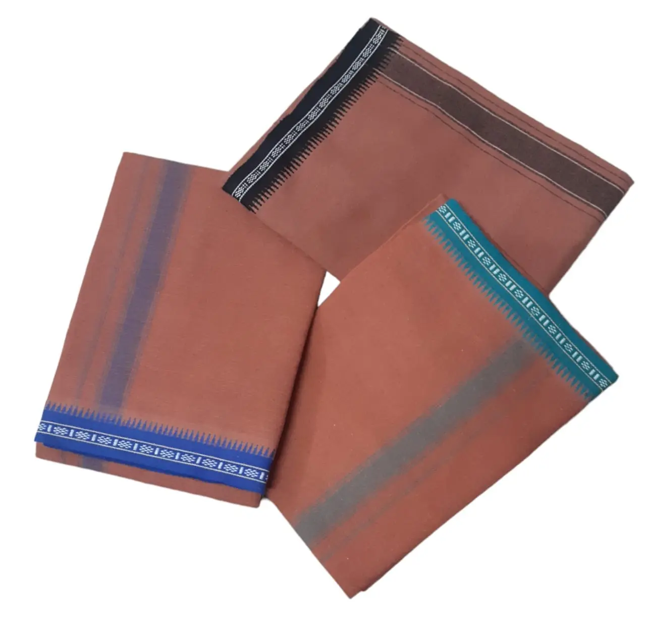 100% COTTON MENS DHOTI / VESHTI / MUNDU - KAVI COLOR - 3 PCS PACK