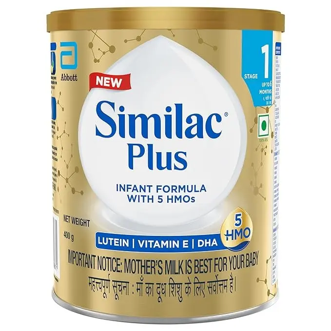 Similac Plus Stage 1 Infant Formula, up to 6 Months, 400g Tin, with HMO, Supports Baby's Immunity and Brain Development, Powder