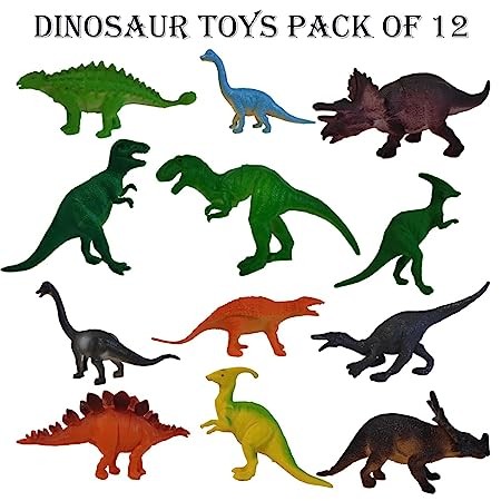 Nathan’s Global Cartoon Animal,Dinosaur Figures Set for Kids,Dinosaur Animal Play Set, Educational Toy Learning Toy - Assorted Size (Pack of 12 Assorted Dinosaur Animals )