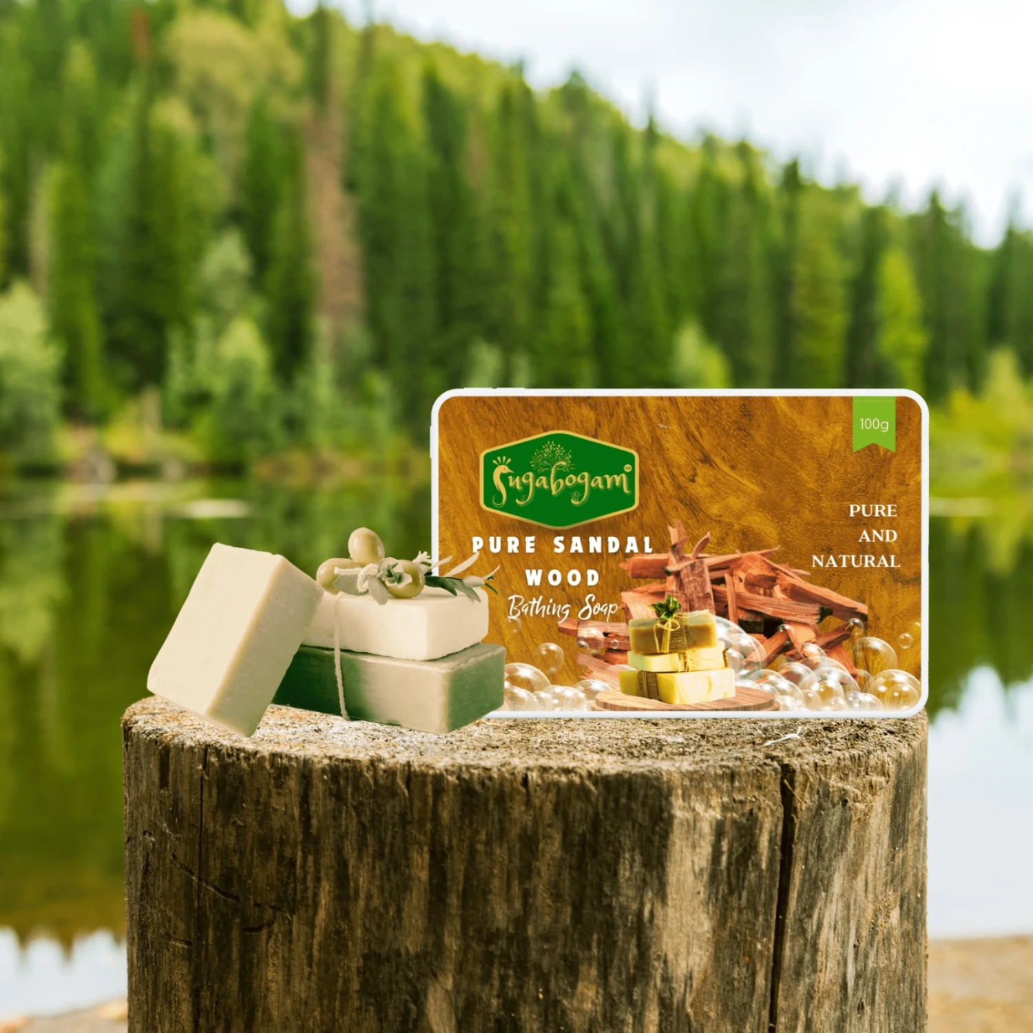 Pure Sandal Wood Soap - 100g - Pack of 4