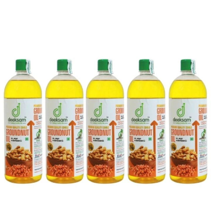 DEEKSAM WOOD PRESSED GROUNDNUT OIL 1L - PACK OF 5