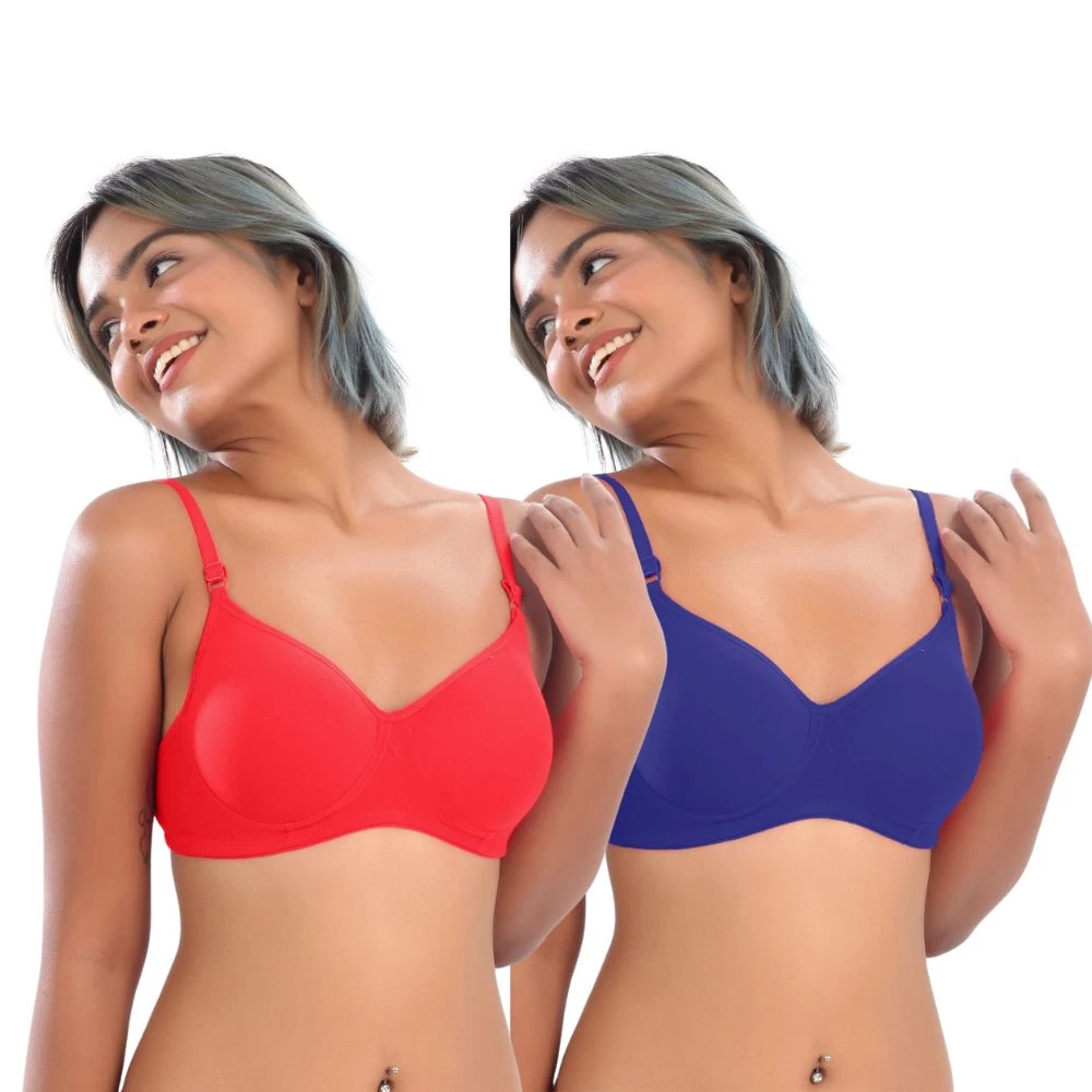 Cotton Padded Bra for Women | Full Coverage Wire-Free T-Shirt Bra | All-Day Comfort | Pack of 2