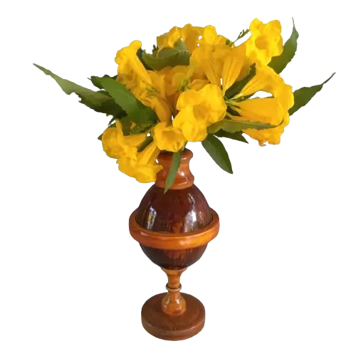 Wooden flower vase, make with coconut shell, flower vase pack of 1