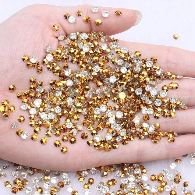 4mm Round Shape Stone Crystal Kundans Beads Stone for Art & Craft, Jewellery Making, Bangles, Embroidery & DIY Works (Metal Gold)(10000 Pieces)