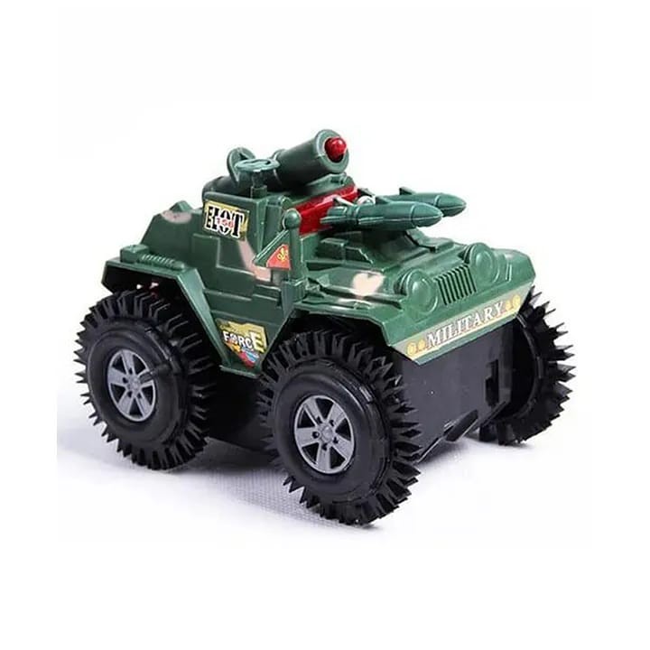 Tumbling Tank Toy Car 360 Rolling Battery Operated with Flashing Top Light Non Stop Toys