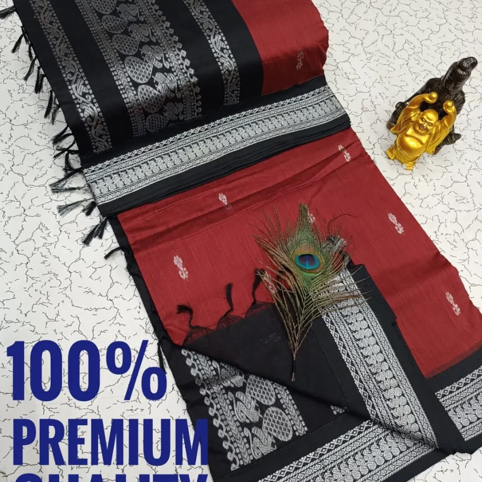 Exquisite Kalyani Cotton Saree with Silk Embellishments