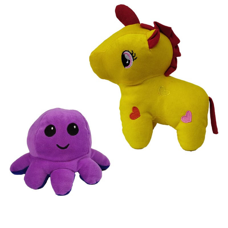 Soft Toys Combo – Unicorn (29 cm) , Octopus (18 cm) – (Super cute doll pack of 2)