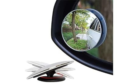 Heavenly Blind Spot Mirror, 2" Round HD Glass Convex 360° Wide Angle Side Rear View Mirror with wide angle Adjustable Stick for Cars SUV and Trucks, Pack of 1