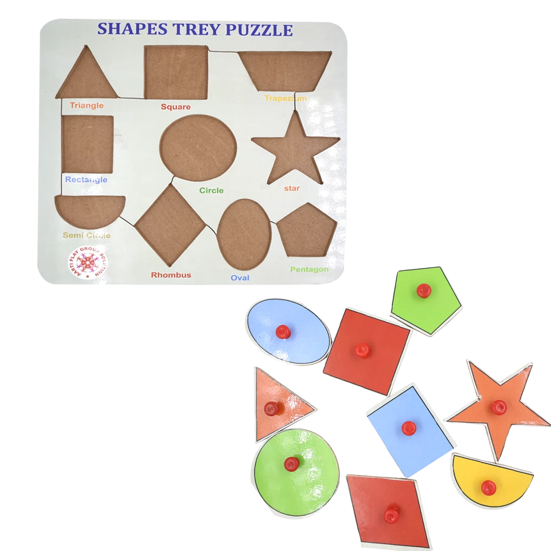 Wooden Shapes Puzzle for Toddlers | Montessori  Educational Toy for Kids Ages 2+ | Colorful Shape Sorting  Puzzle for Early Learning & Fine Motor Skills