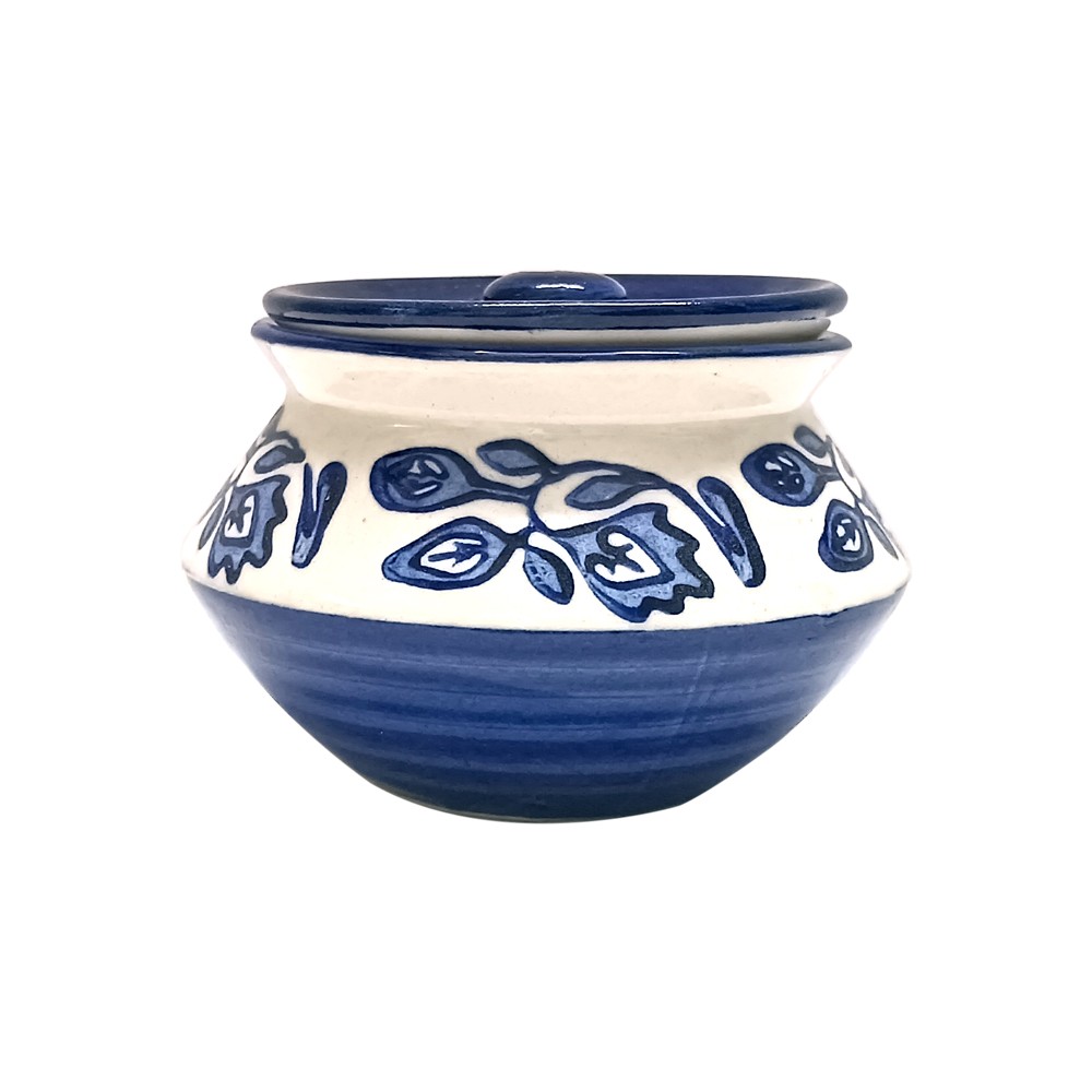 Ceramic Handi Floral Design Jar with Lid - 250ml | Floral Pattern & Hand Painted