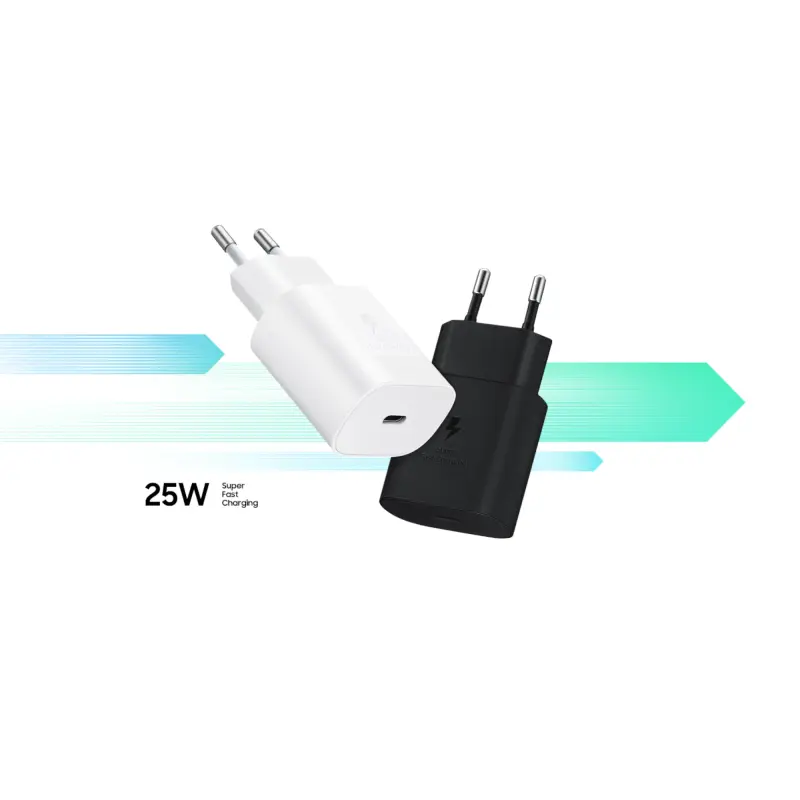 Samsung Original 25w Single Port, Type-C, Fast Charger |  Samsung Galaxy S20, Note 10/20, S21, Note 20 FE, Z Fold 2 & Z Flip - Fast Charge| (Cable not Included), "White"