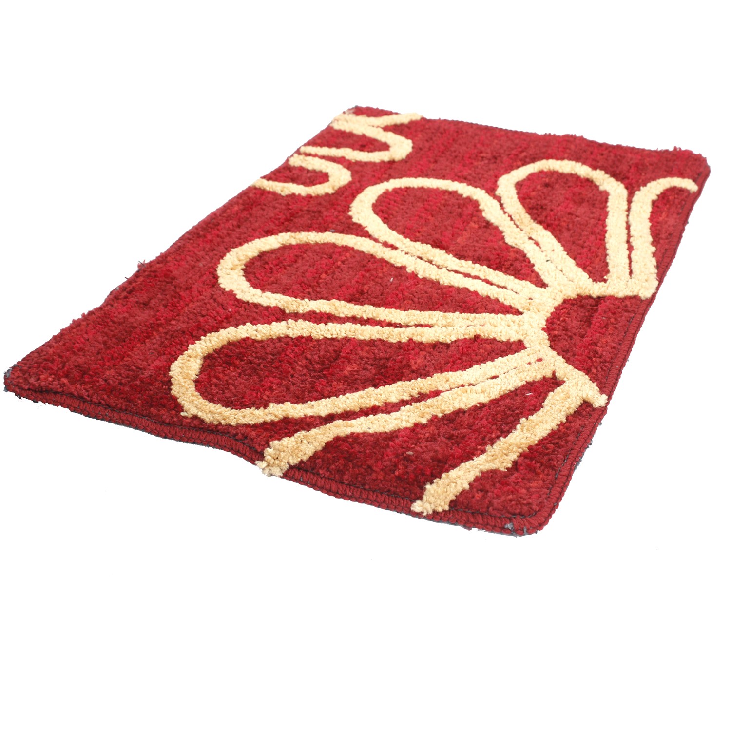 Door Mat Red Anti-Slip Living Room Bath Room Quick Drying Absorbent Mat for Home and Kitchen | Size (60cm x 40cm) | Flower Design | Red Color