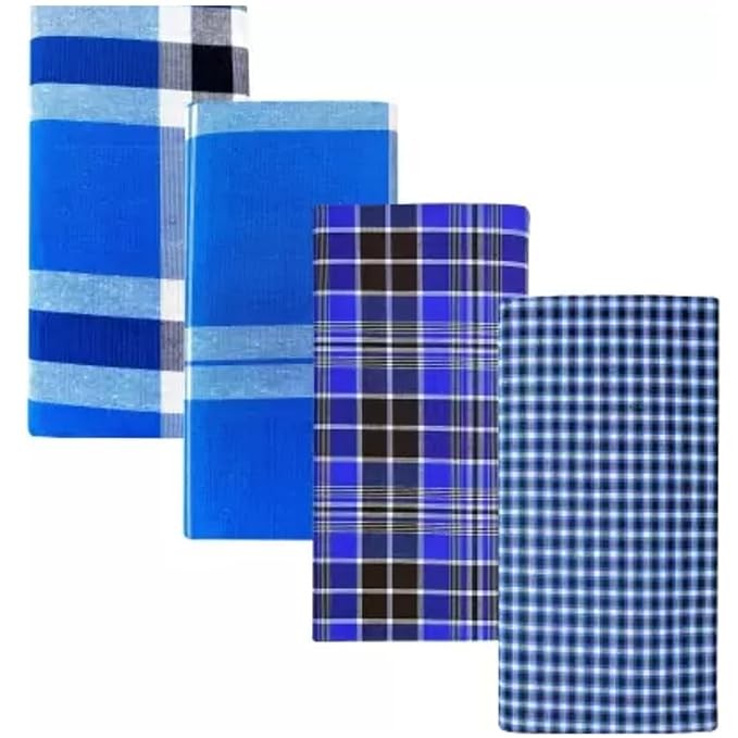 Fassify® Brand 100% Pure Cotton Multicolor Premium Lungies for Men, Assorted Checks / Colors-2 Meter