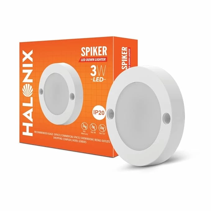 Halonix Spiker 3w Led Downlight - 6500k Cool White - Round Recessed Ceiling Light