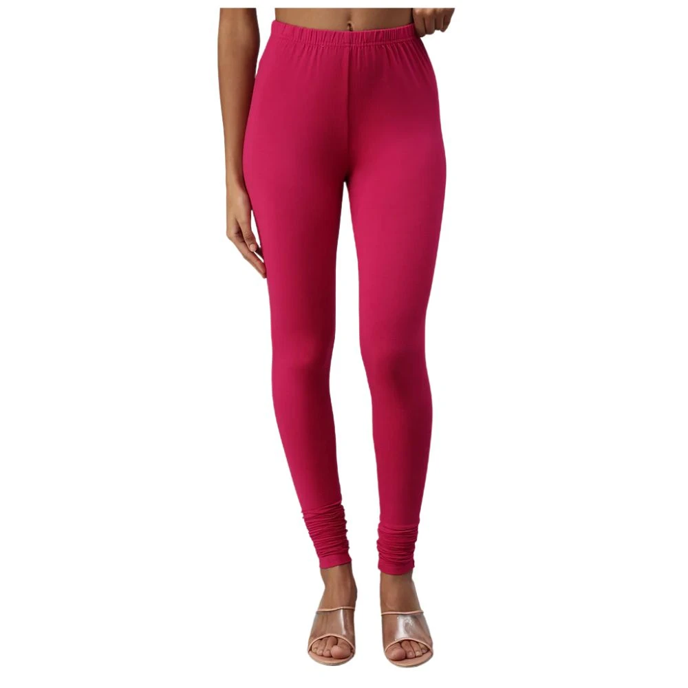 Ankle Length Leggings | Skinny Fit | Mid Waise & Comfortable| Cotton Leggins for Women [Rani Pink]