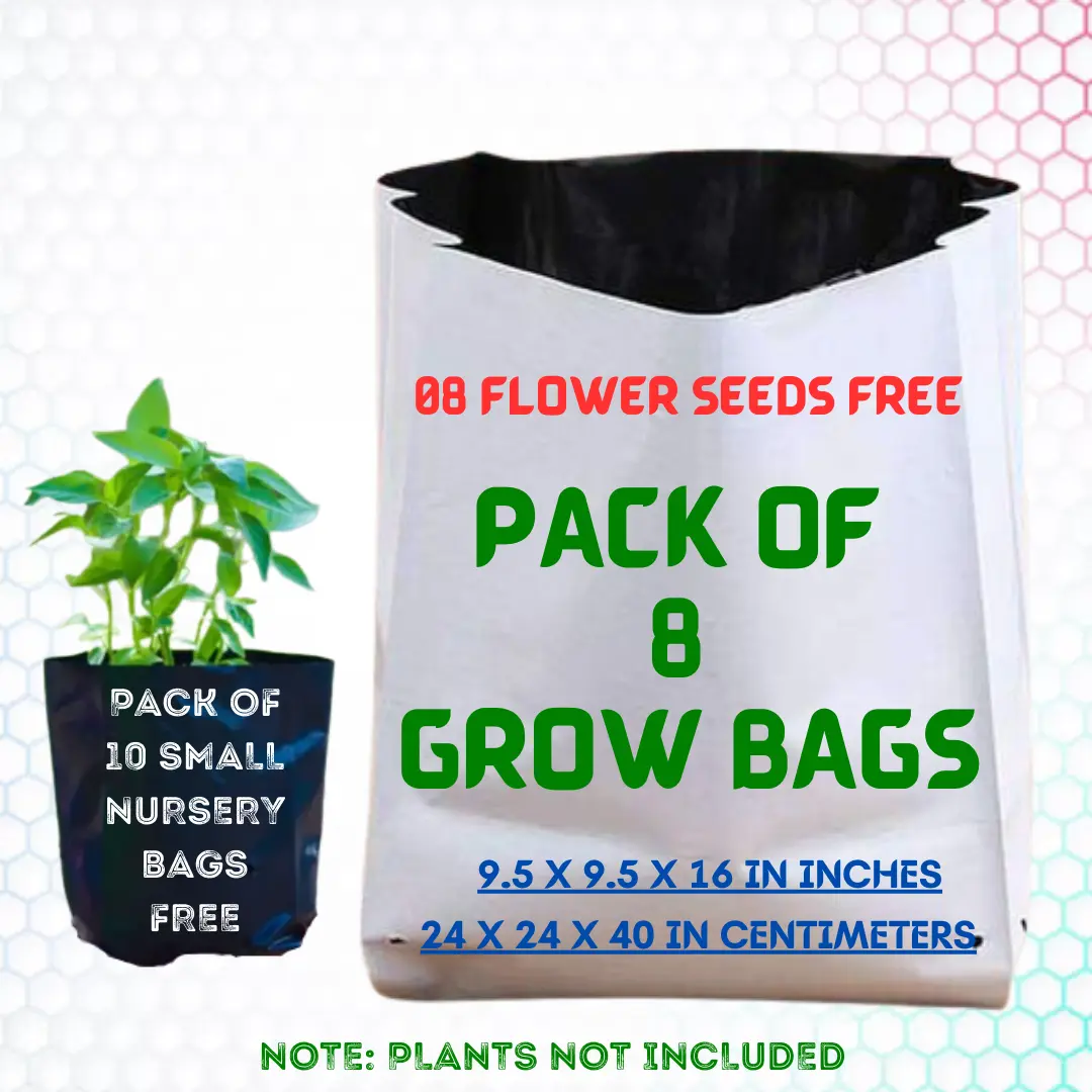 Grow Bags 24 x 24 x 40 Centimeters (Pack of 8) and Vegetable Seeds