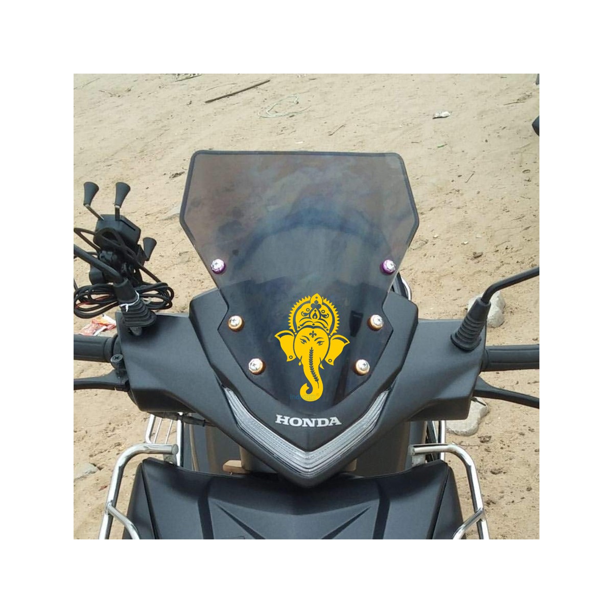 indnone® Ganesha Lord Logo Sticker for Bike Water Proof PVC Vinyl Decal Sticker | Yellow Color Standard Size