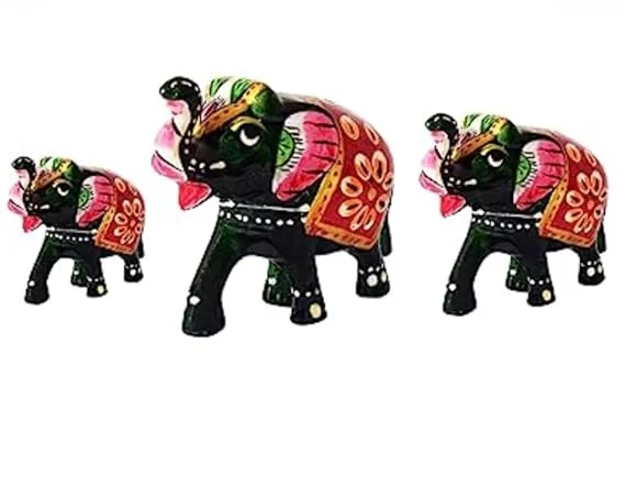 AREMBI Black Elephant Showpieces for Living Room, Set of 6