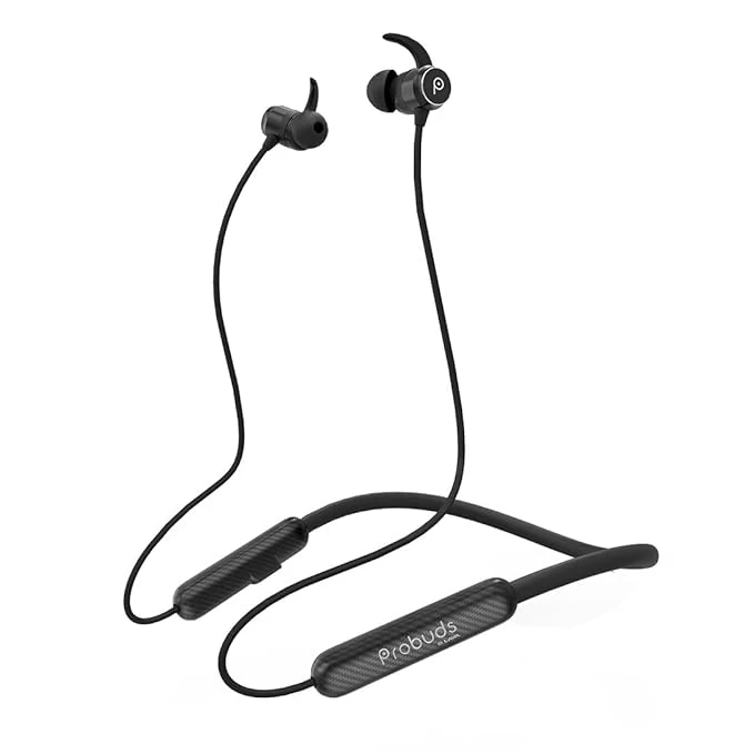 Probuds N41 Wireless Bluetooth Neckband (with Mic) | 35+ hrs Playtime | ENC | Fast Charge in 10 mins | Water Resistant (IPX6) | BT V5.3 | 50ms Low Latency | Dual Device Pairing (Black)