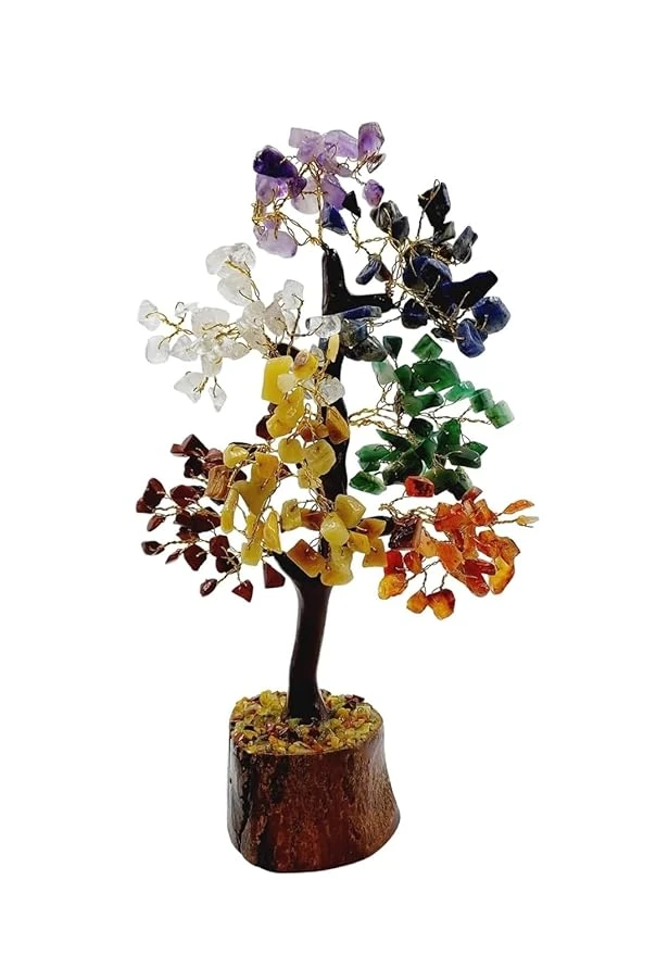 AREMBI -Gemstone Bonsai Money Tree, Seven Chakra Crystal Tree, Home Decor Showpiece, Multicolor Pack of 1
