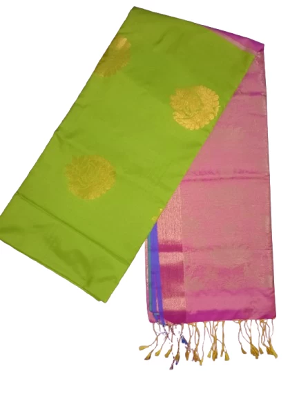 Elegant Yellow Green Saree : Traditional Kanjivaram Jacquard Saree Indian Saree